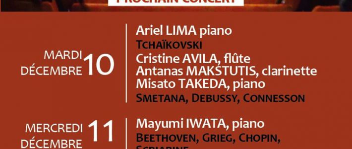 Concert de 12h30 Salle Cortot : ma"Sérénade à l'aube d'un jour nouveau" au programme